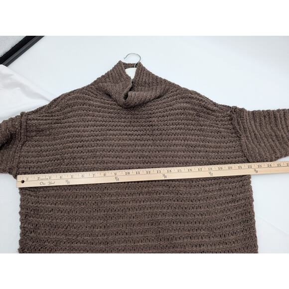 Aerie Open Weave Wool Blend Mock Neck Sweater Chocolate Brown Cold Weather XS - Picture 5 of 6